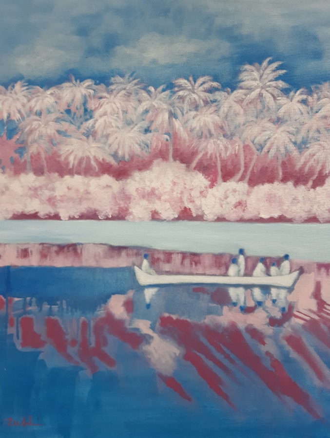 L’ÎLE<br>
Huile sur toile, 60 x 50 cm<br>
2020