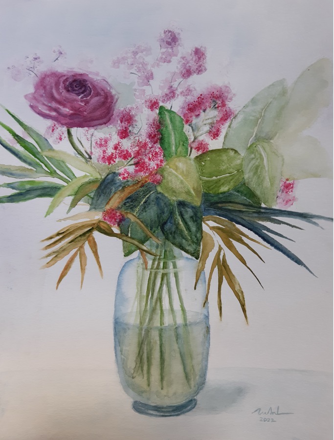 LE BOUQUET<br>
Aquarelle,<br>
2022